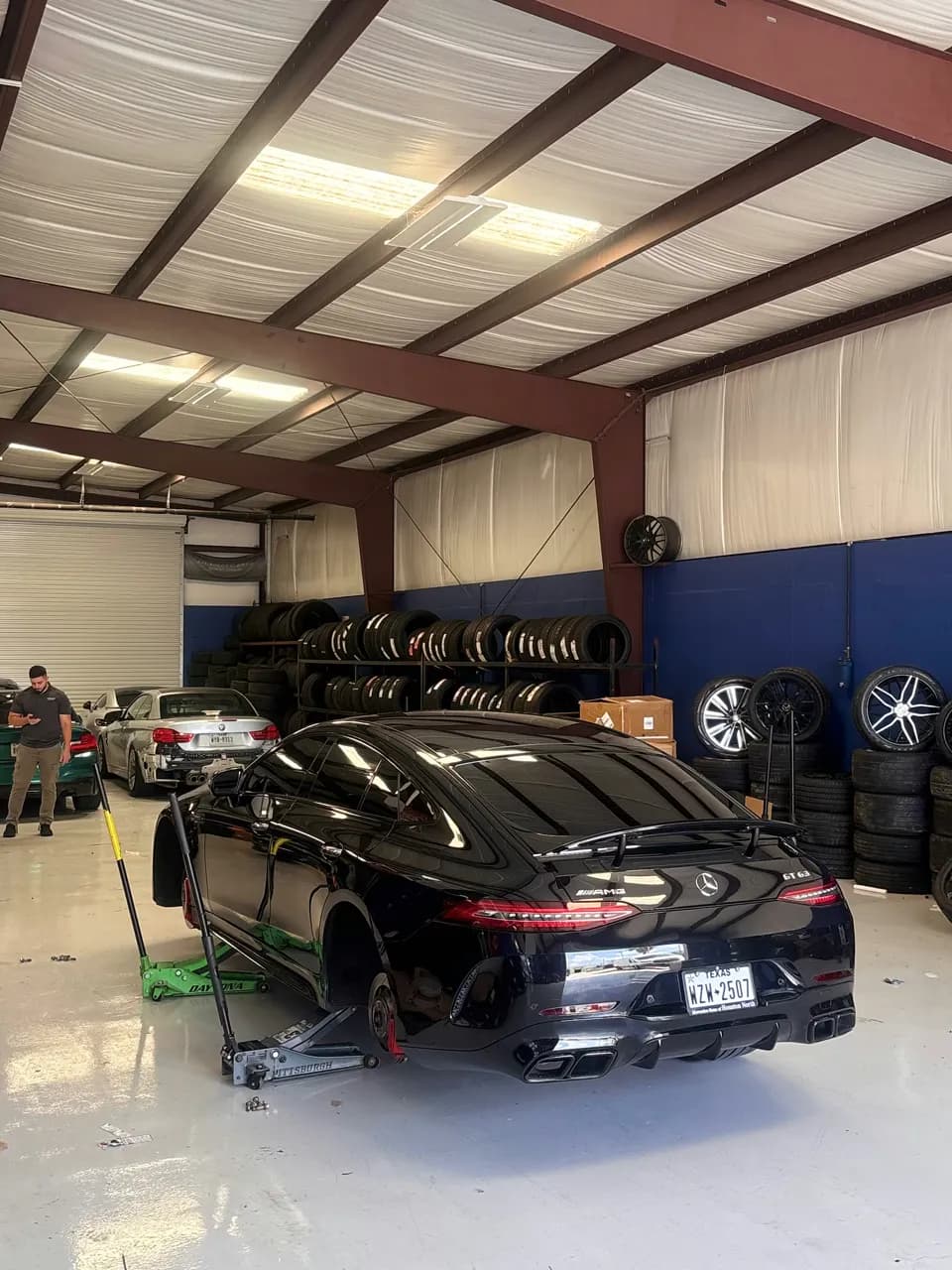 Porsche receiving service inside the Habibi shop