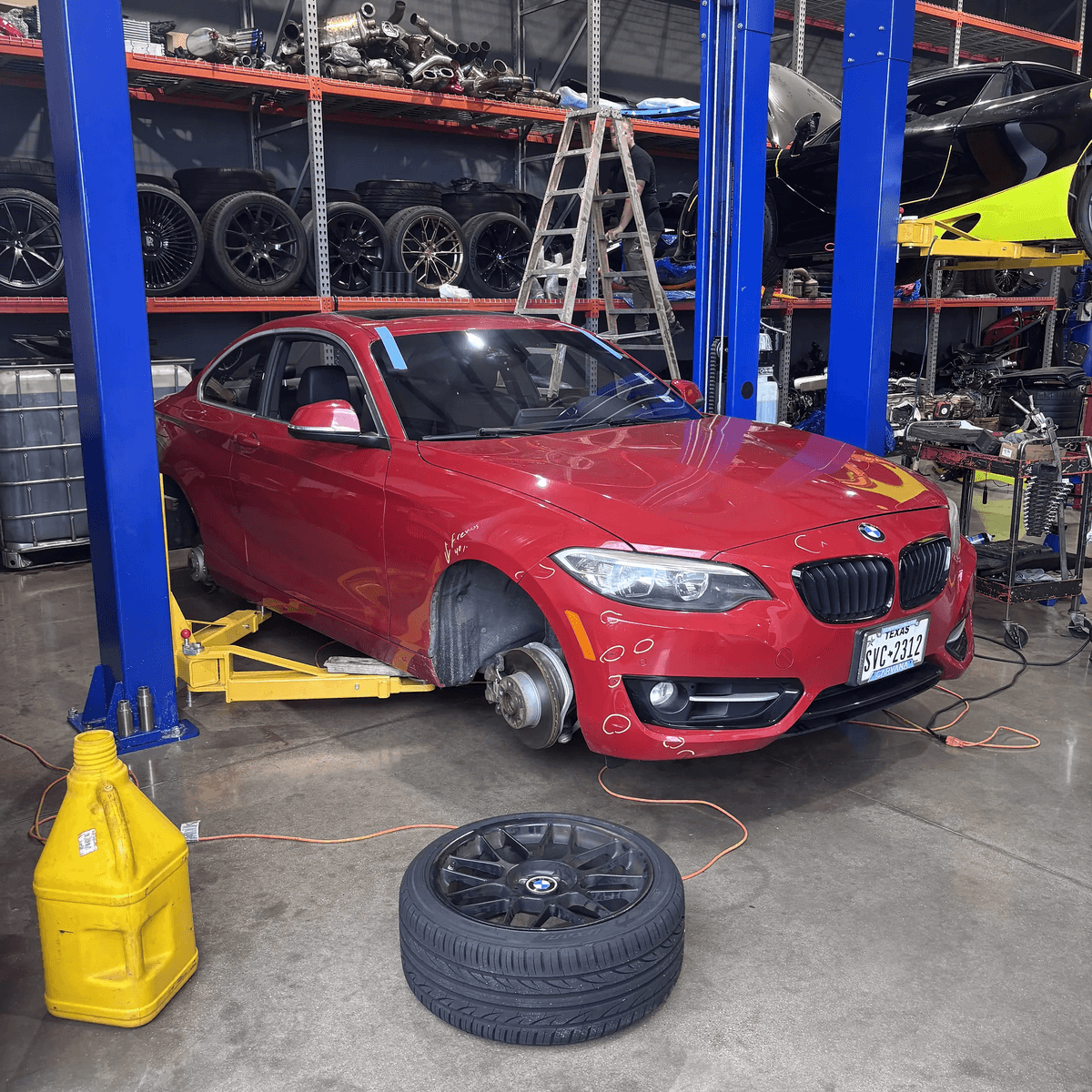 Adjustable coilover suspension with red spring